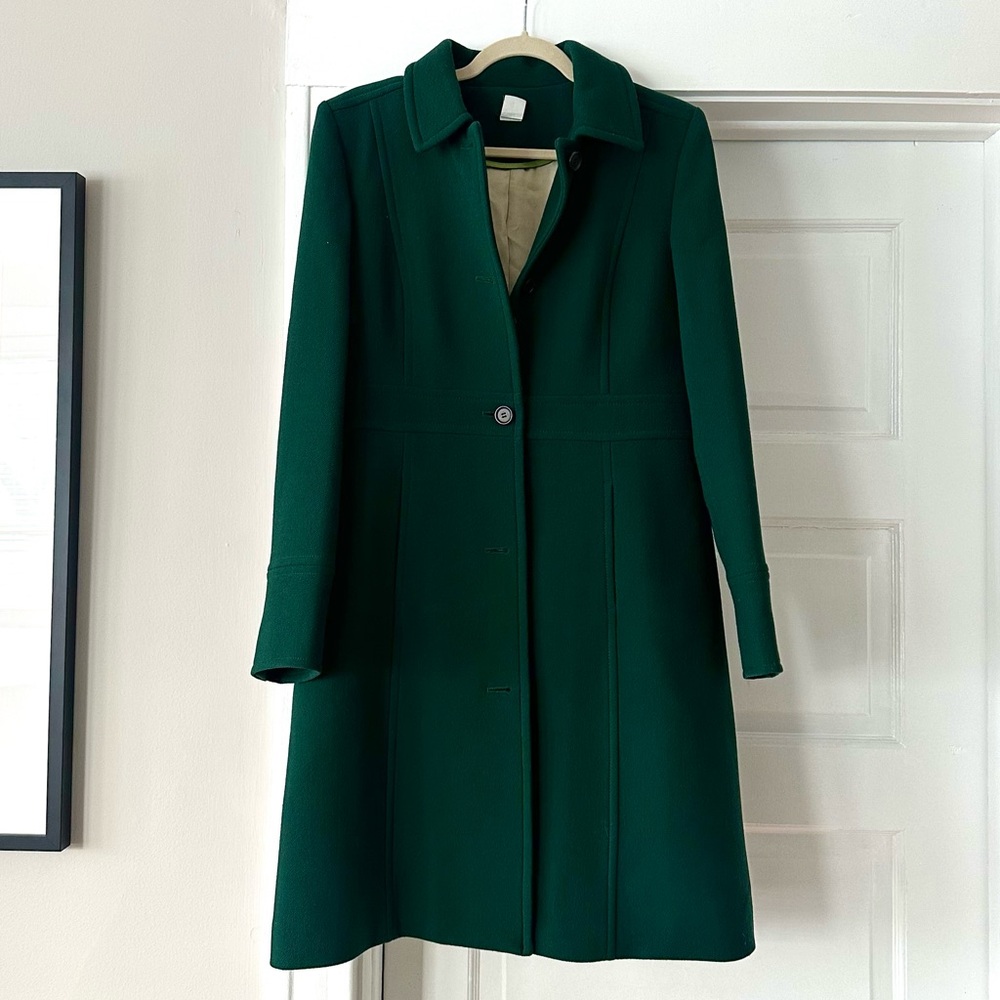 J. Crew - green day coat. No tears in lining. Excellent condition